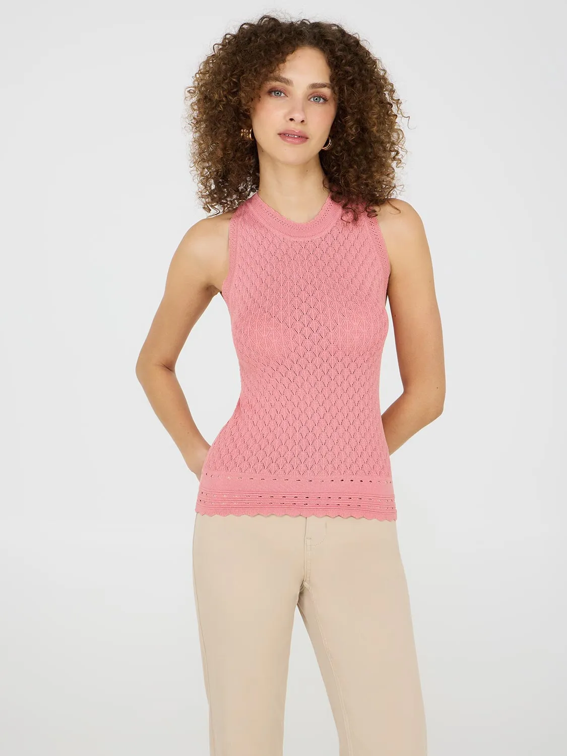 Pointelle Knit Tank Top dynamic stretch