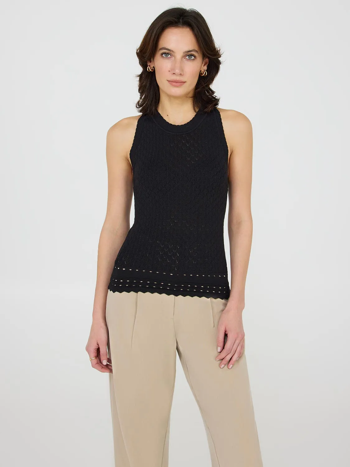 Pointelle Knit Tank Top gym casual