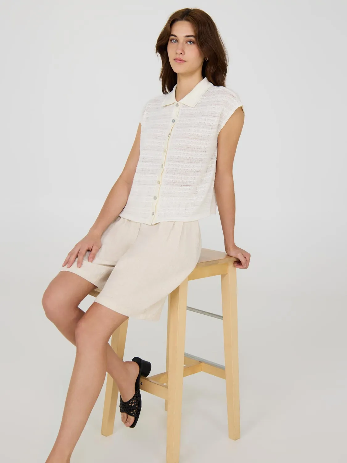 Pointelle Sleeveless Blouse dynamic stretch