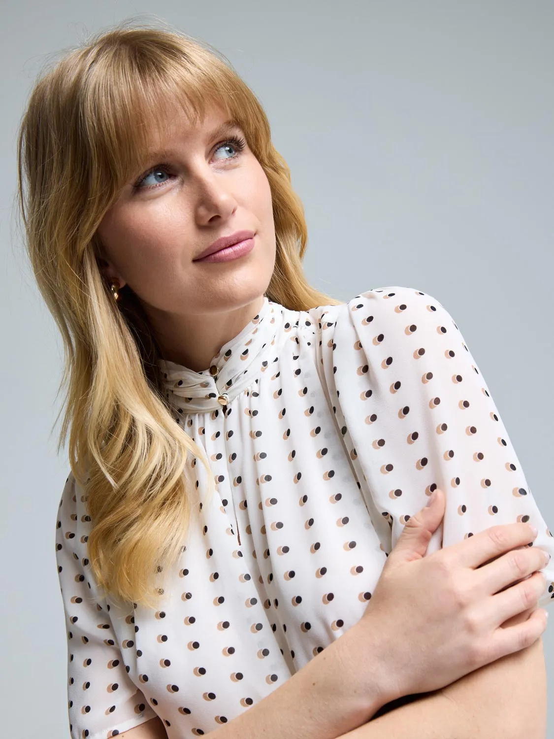 Polka Dot Chiffon Top Street Mood