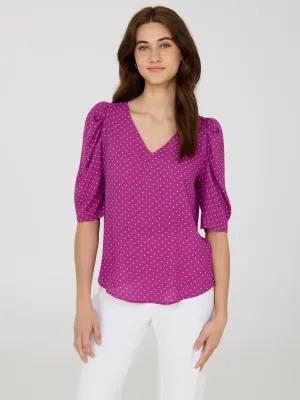 Polka Dot Puff Sleeve Top Minimal Cool