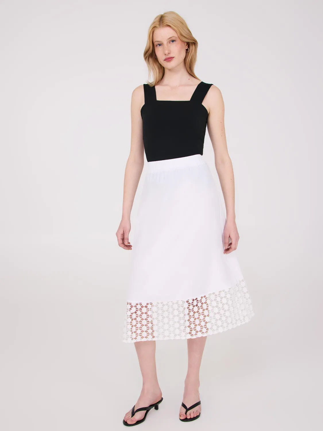 Poplin Skirt With Crochet Hem party ready