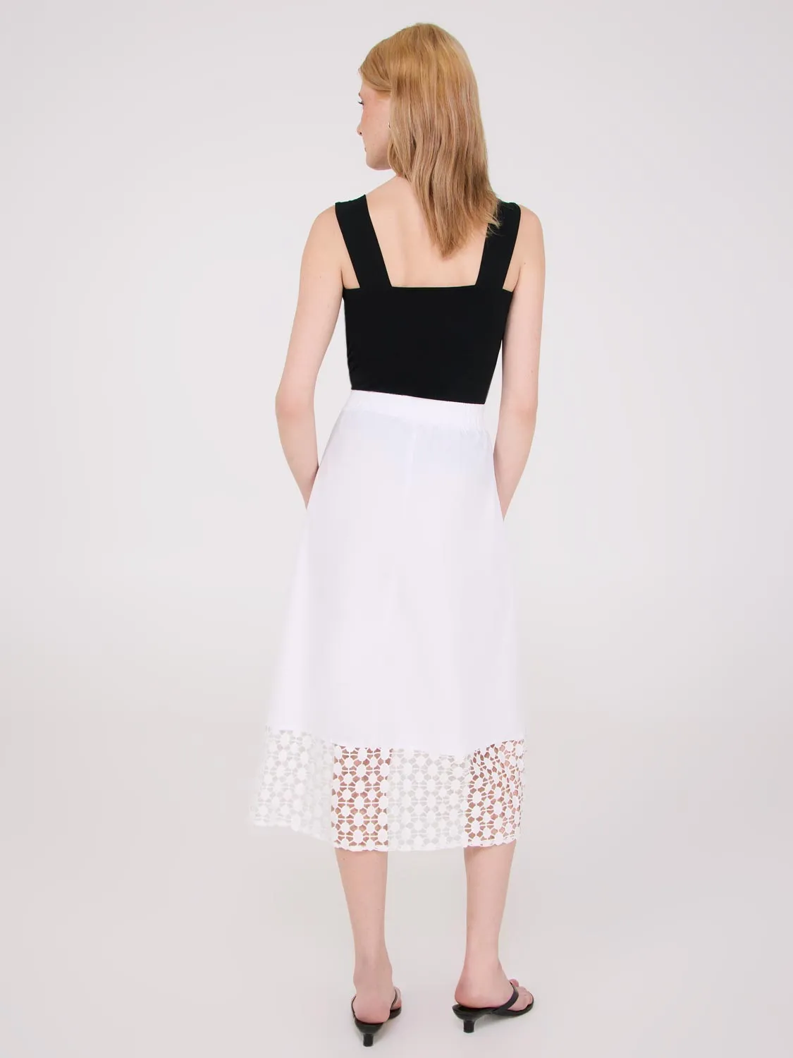 Poplin Skirt With Crochet Hem fresh simple
