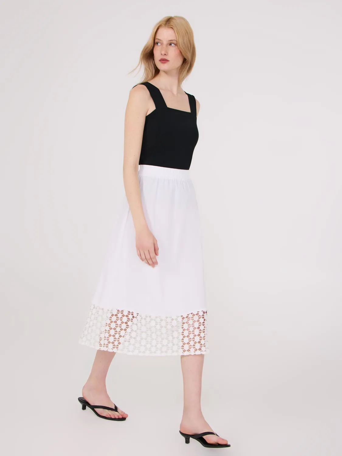 Poplin Skirt With Crochet Hem soft fabric