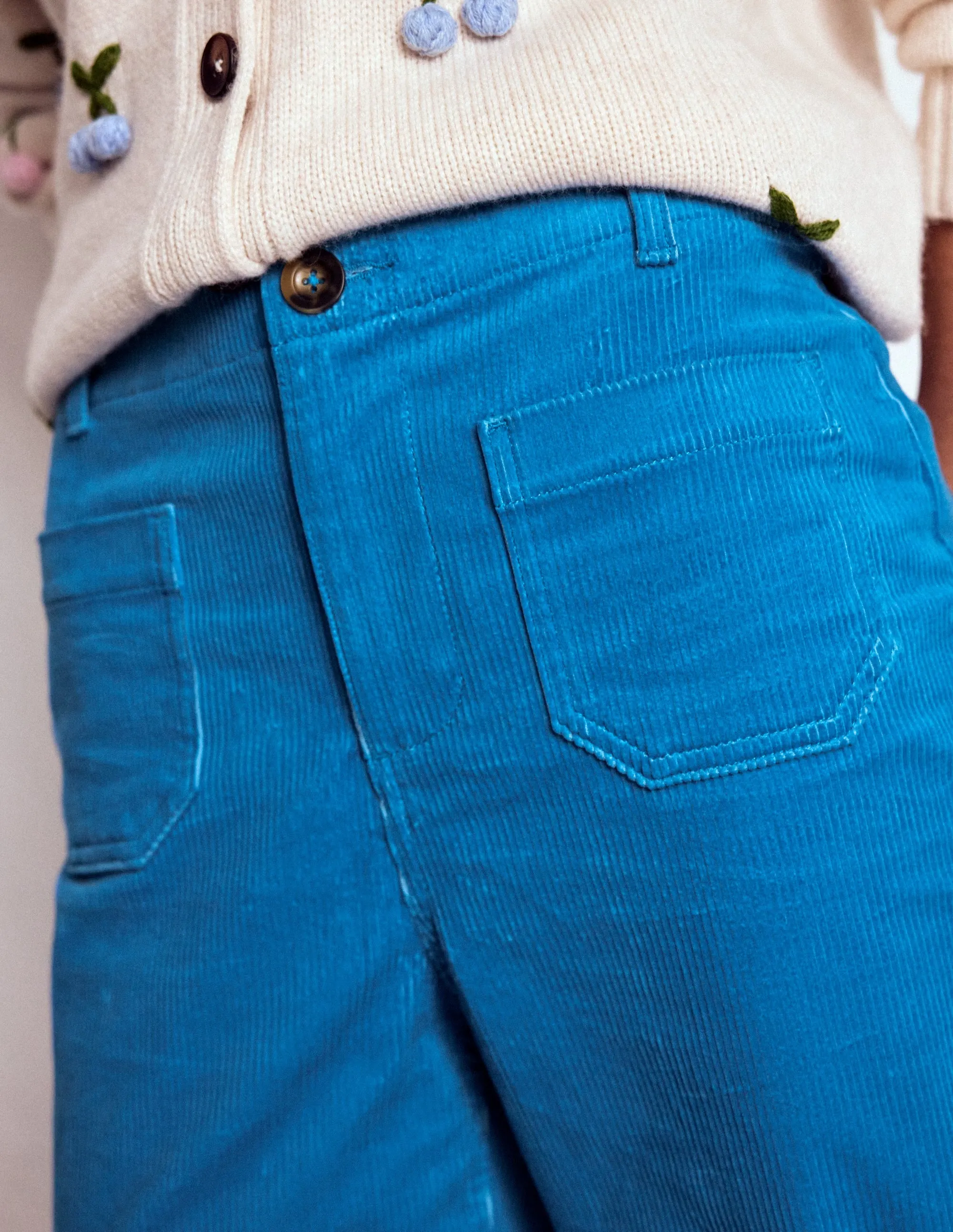 Primrose Cord Trousers-Bright Blue versatile piece