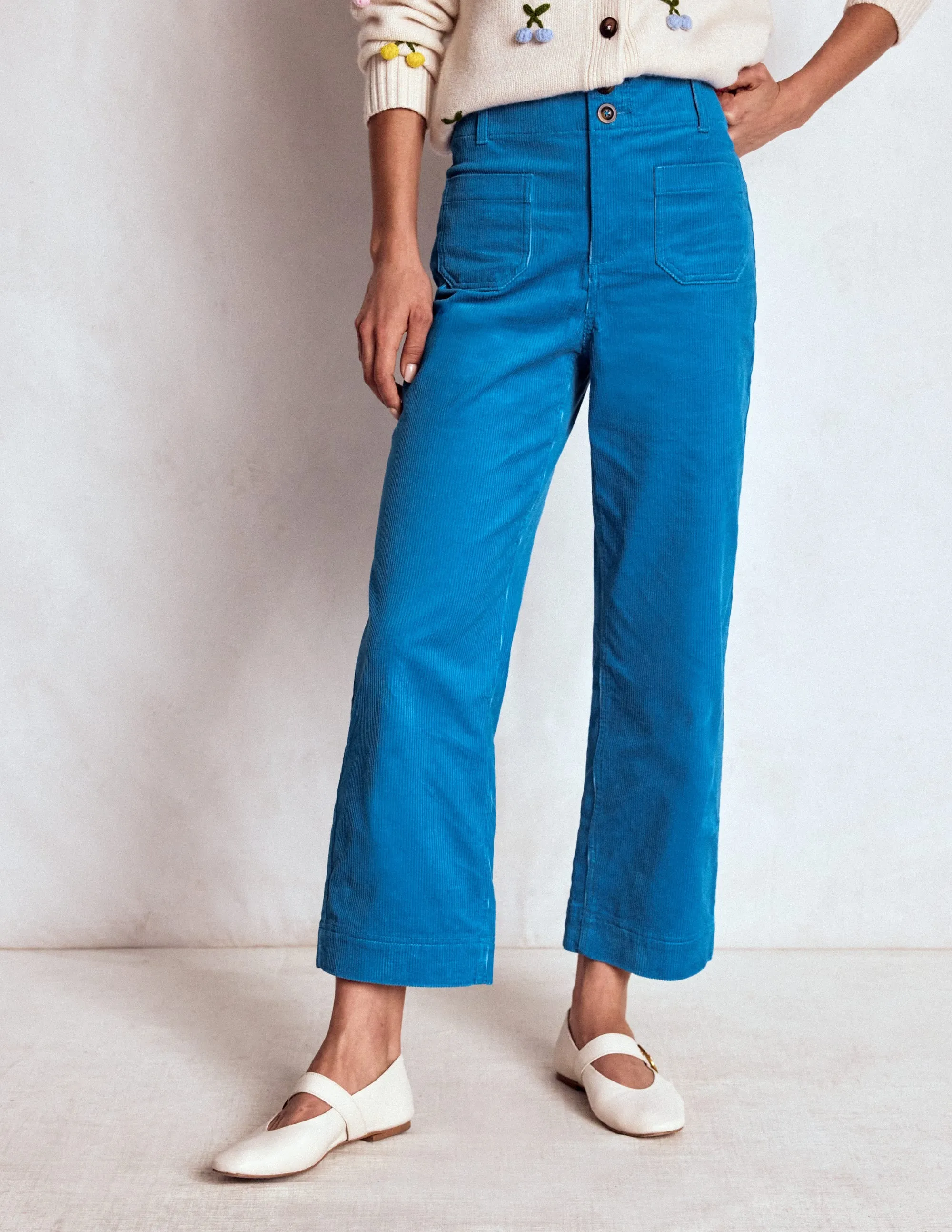 Primrose Cord Trousers-Bright Blue multi season
