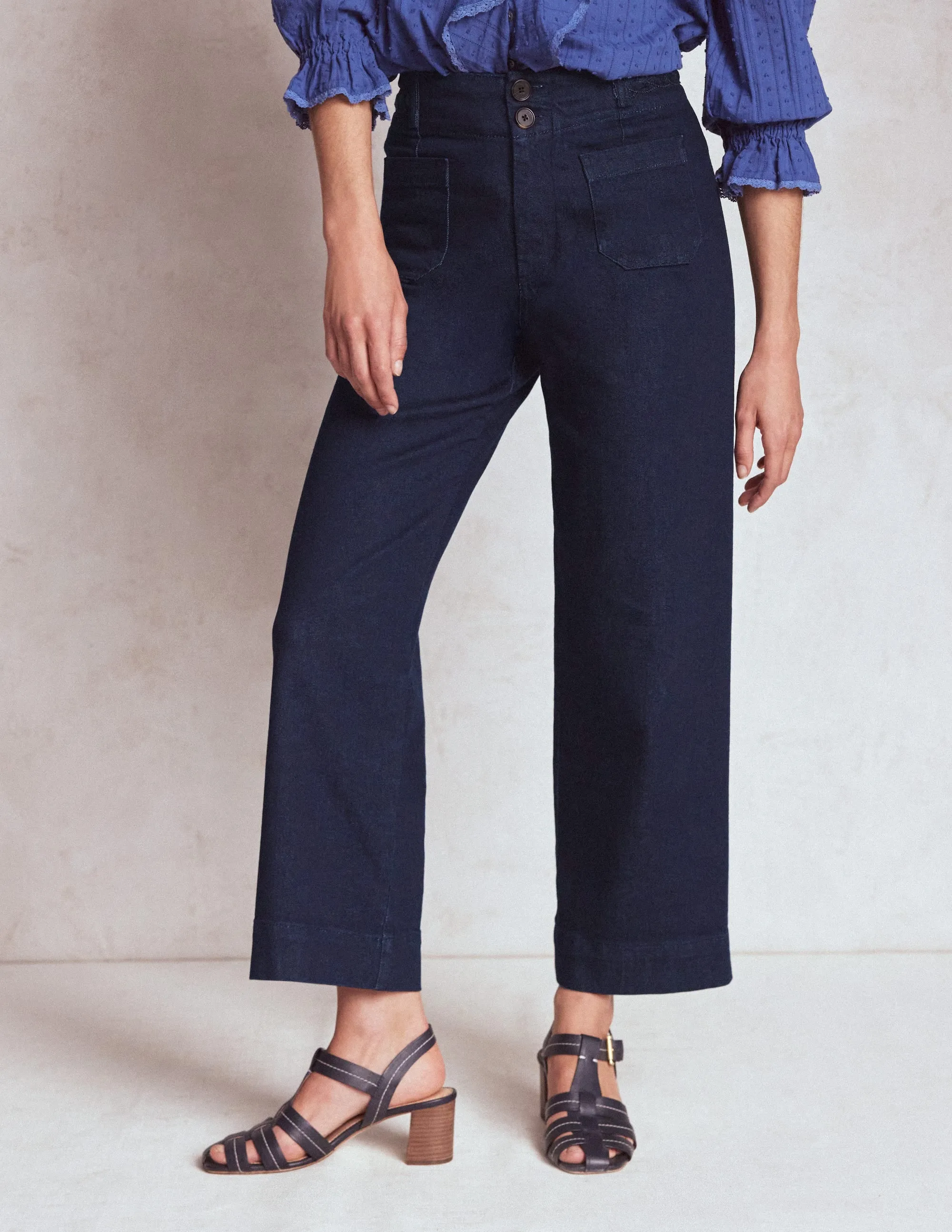 Primrose Patch Pocket Jeans-Indigo Braid elastic band