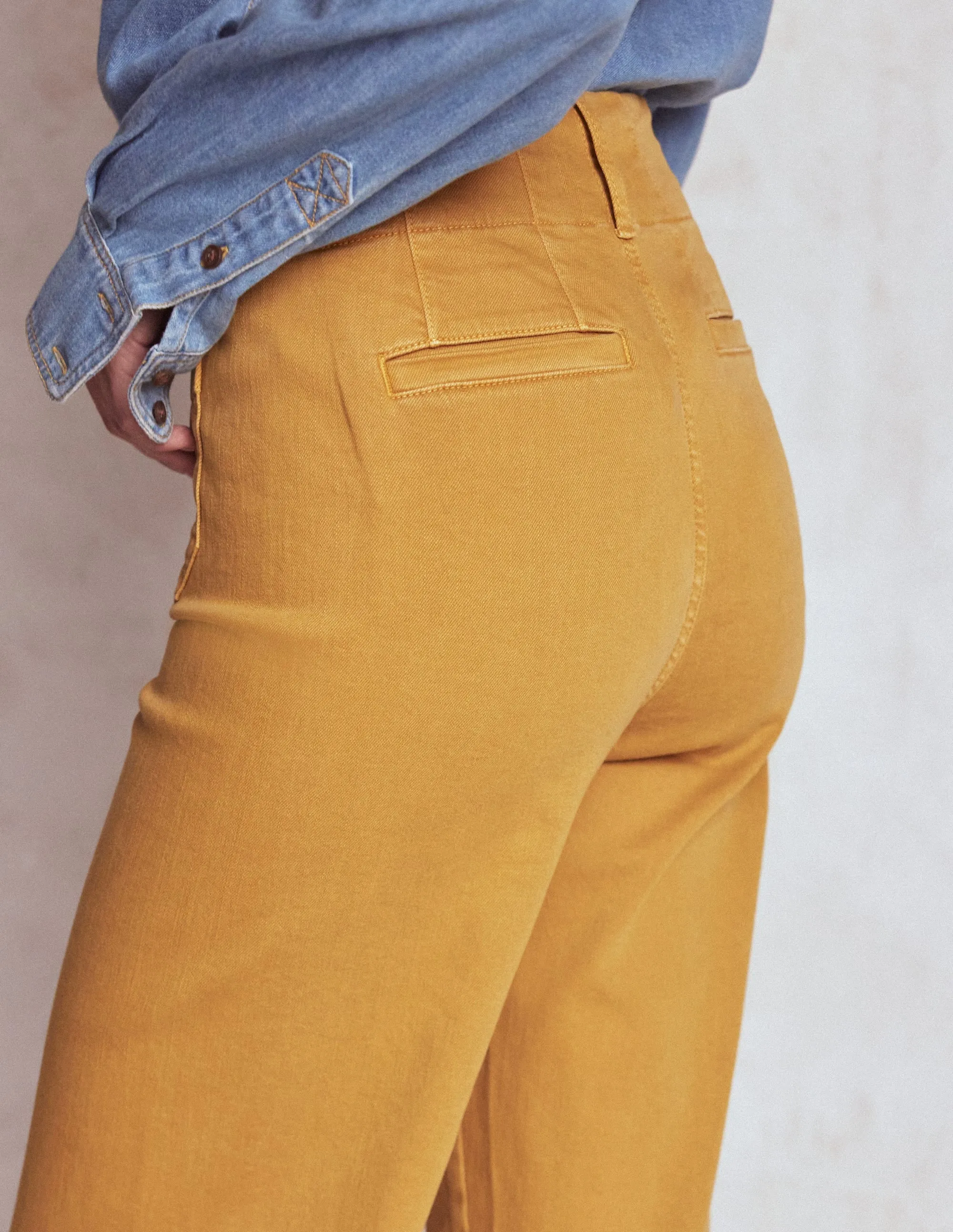 Primrose Patch Pocket Trousers-Golden Rye relaxed silhouette
