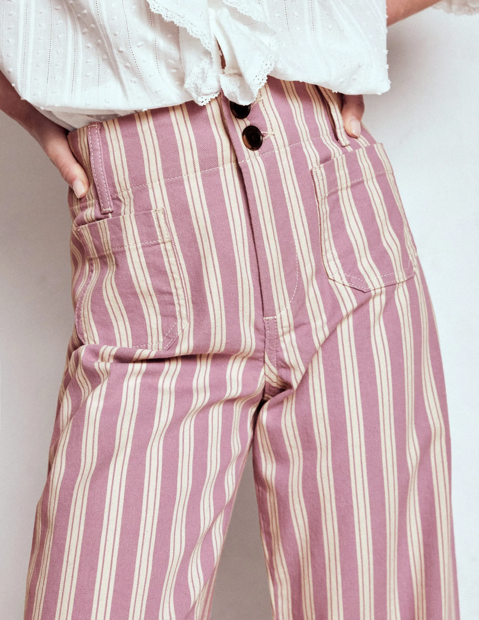 Primrose Patch Pocket Trousers-Lilac Tram Stripe moisture wicking