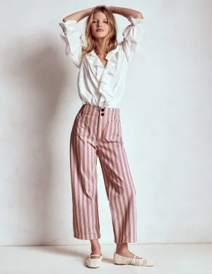 Primrose Patch Pocket Trousers-Lilac Tram Stripe functional design