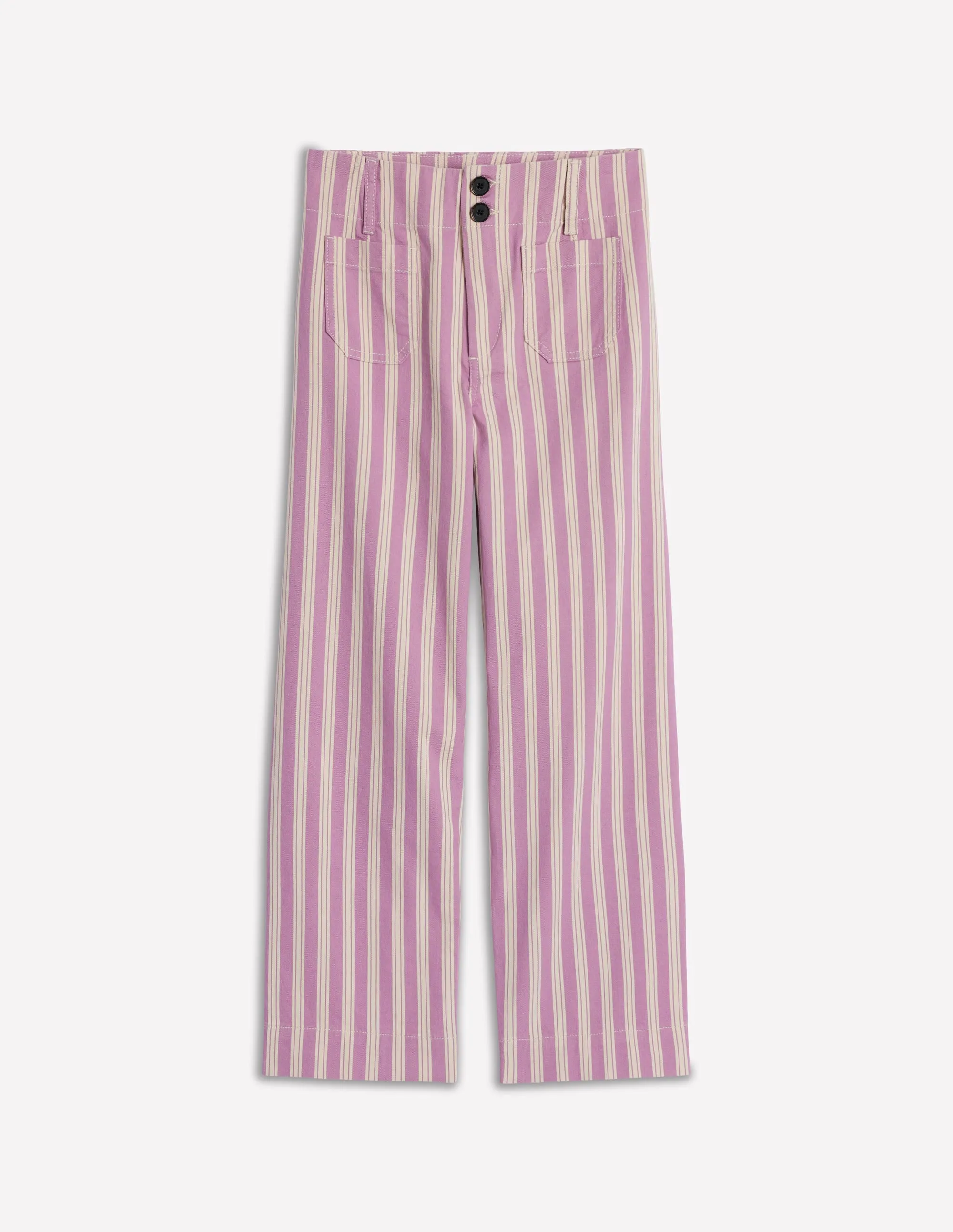 Primrose Patch Pocket Trousers-Lilac Tram Stripe vibrant print