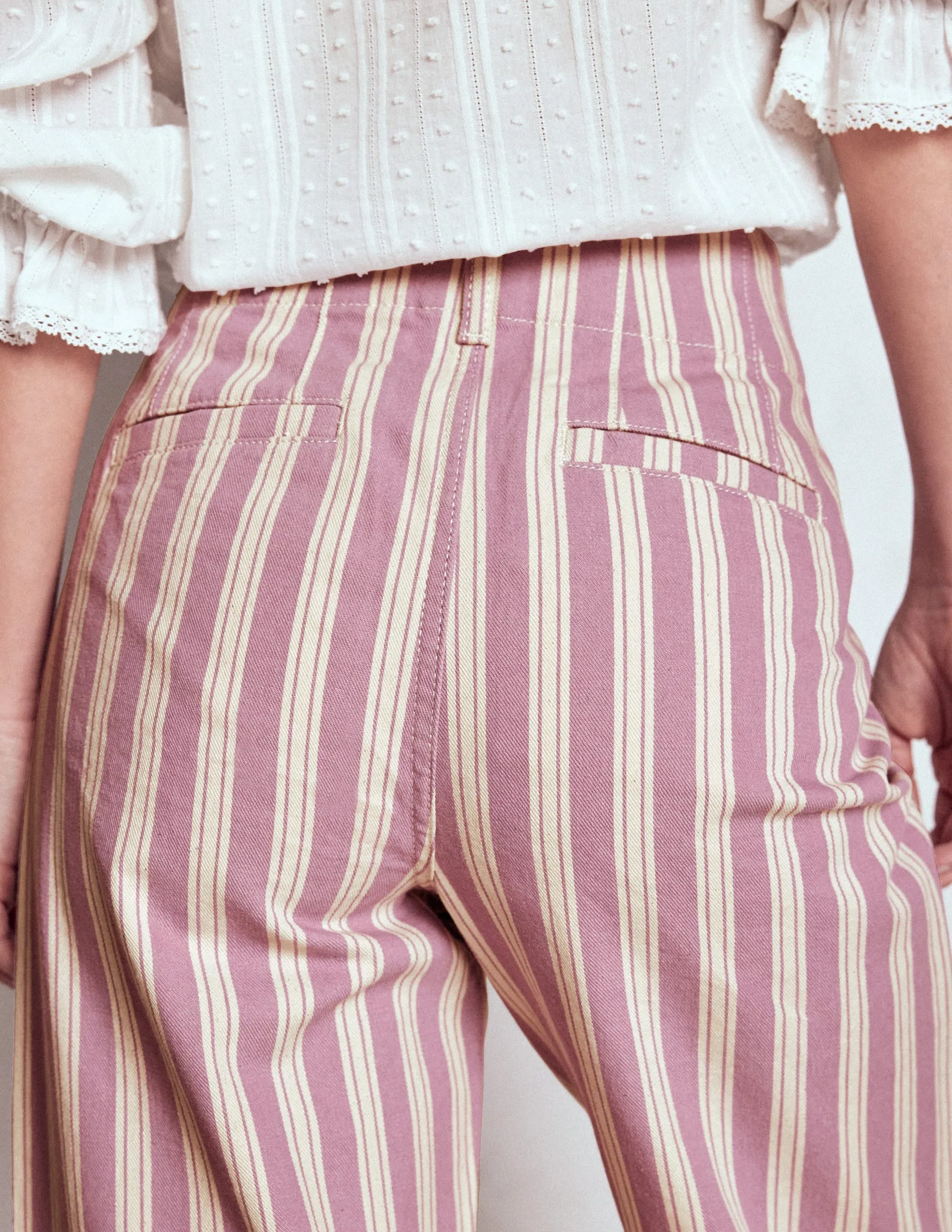 Primrose Patch Pocket Trousers-Lilac Tram Stripe effortless style