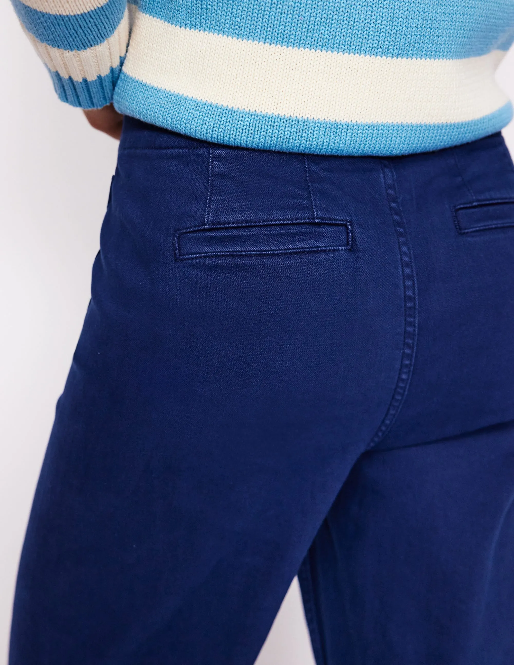 Primrose Patch Pocket Trousers-Navy premium fabric