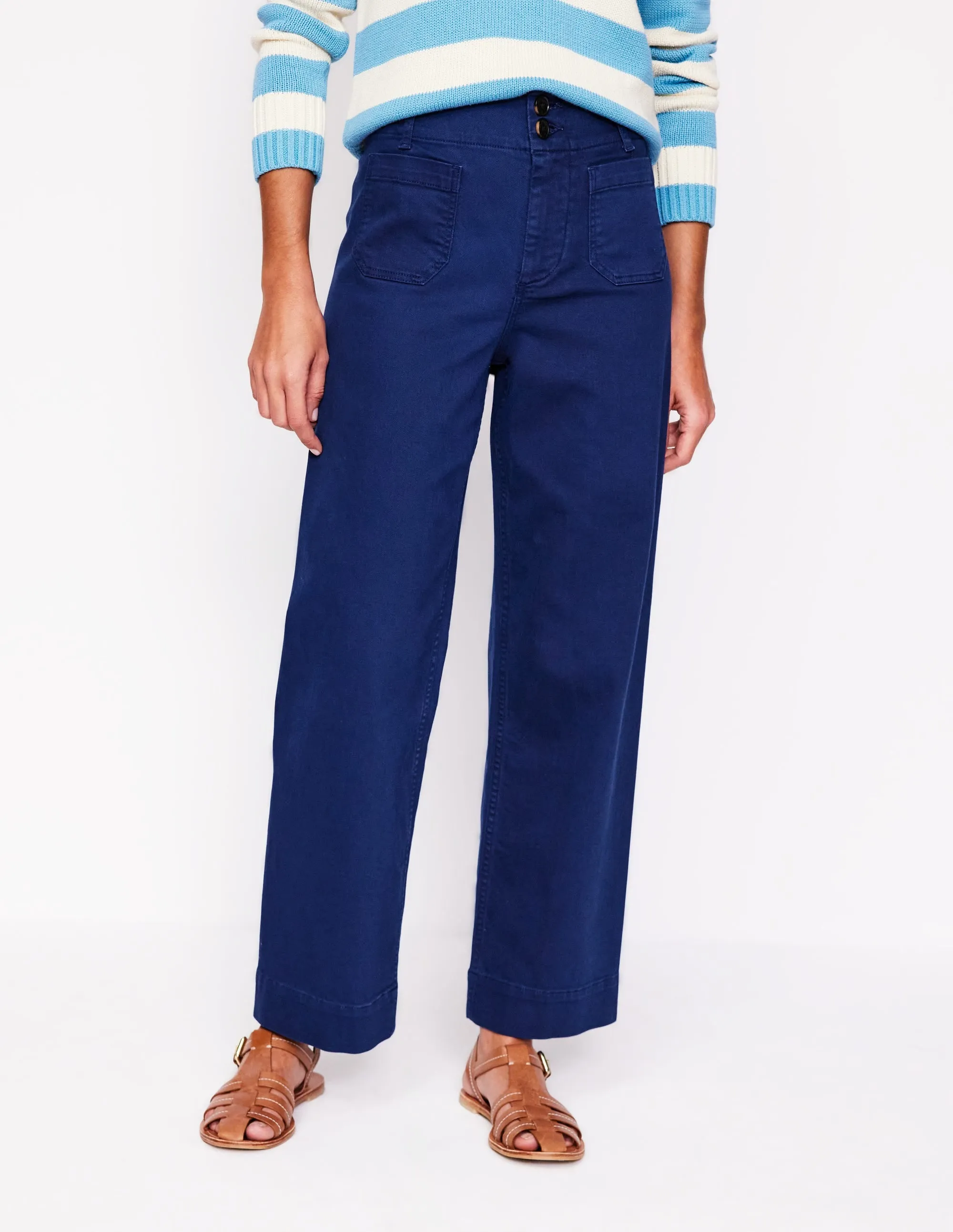 Primrose Patch Pocket Trousers-Navy travel companion