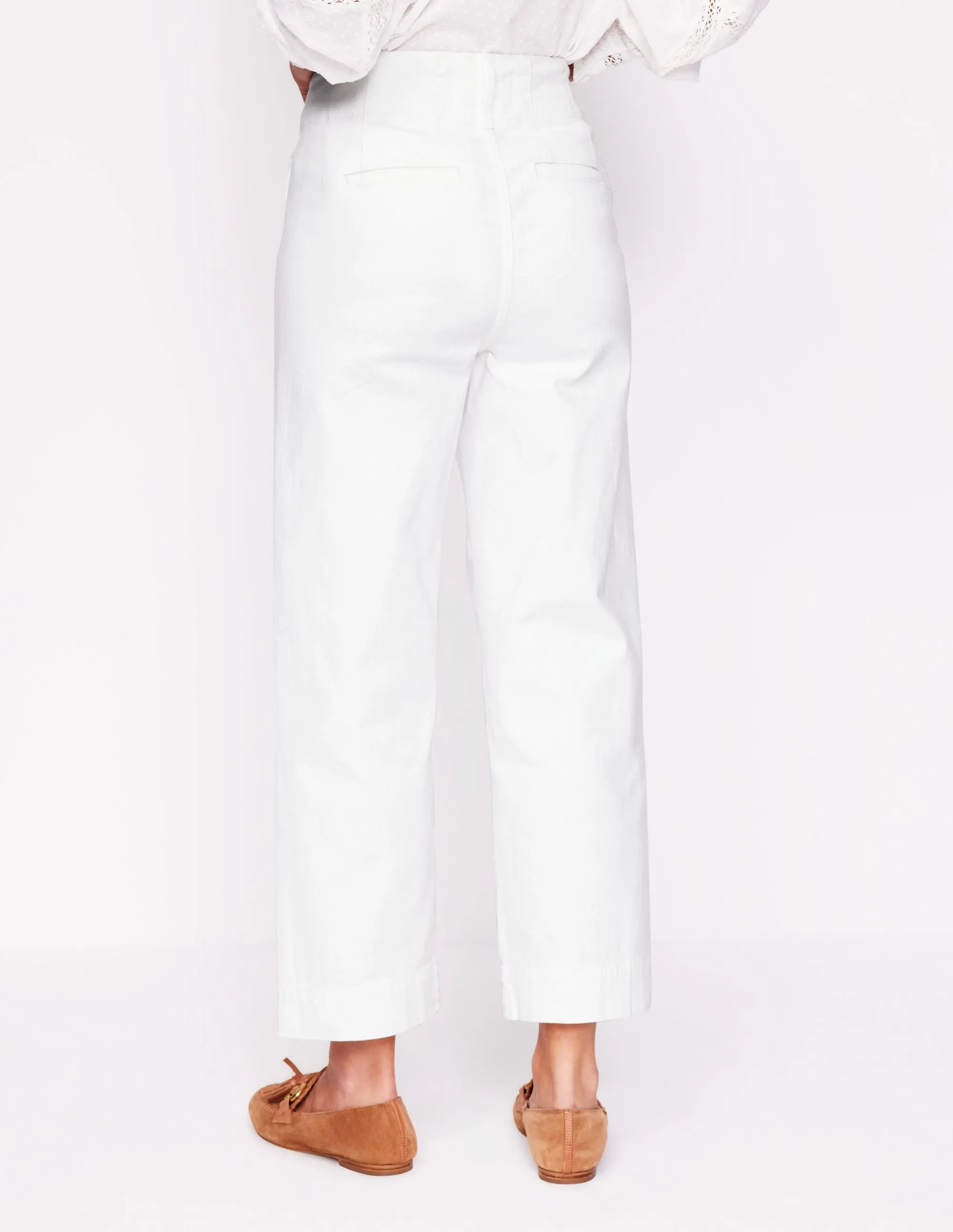 Primrose Patch Pocket Trousers-White comfort zone