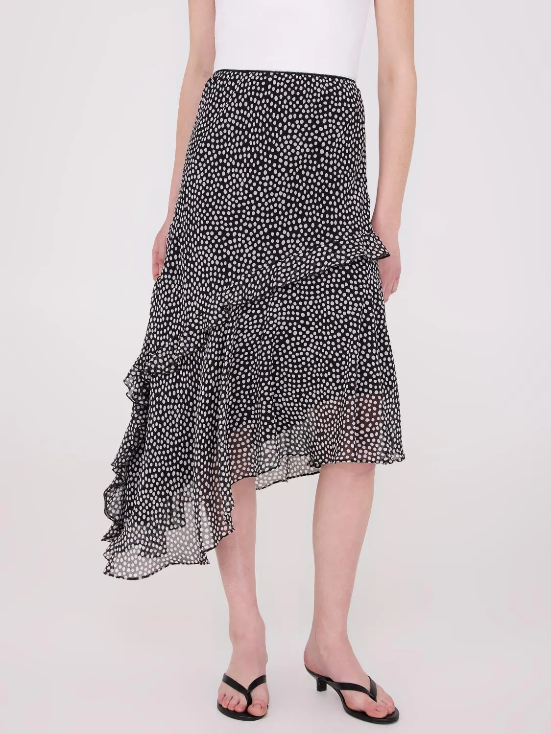Printed Asymmetrical Ruffle Midi Skirt active wear