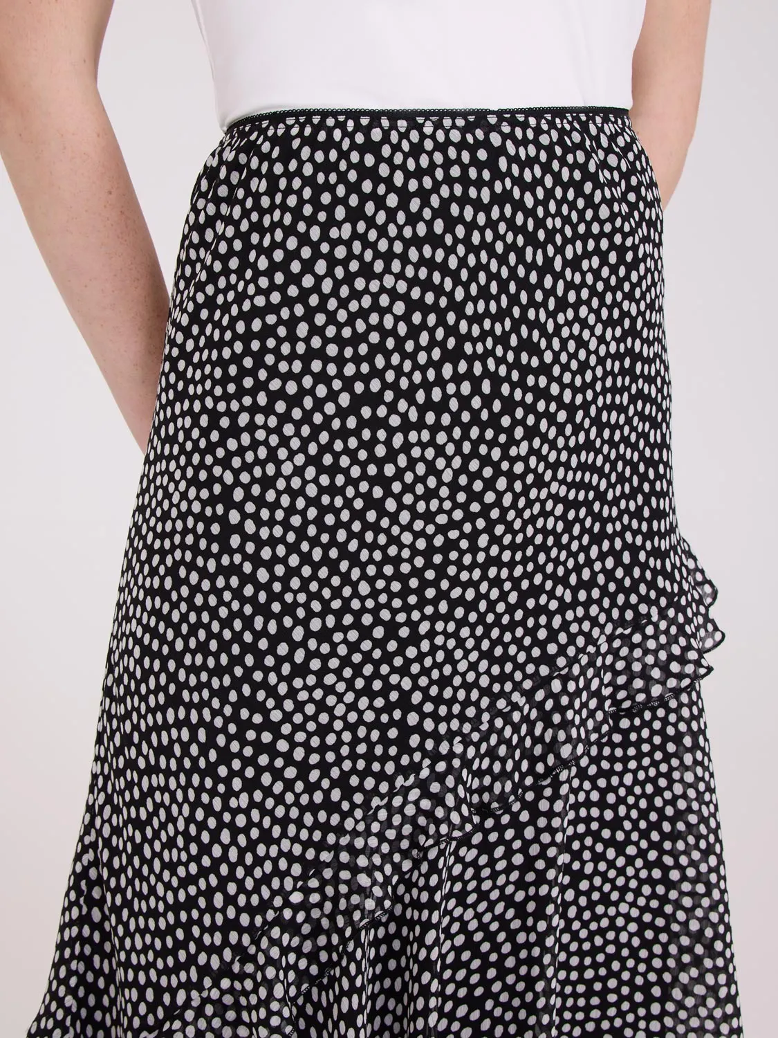 Printed Asymmetrical Ruffle Midi Skirt basic piece