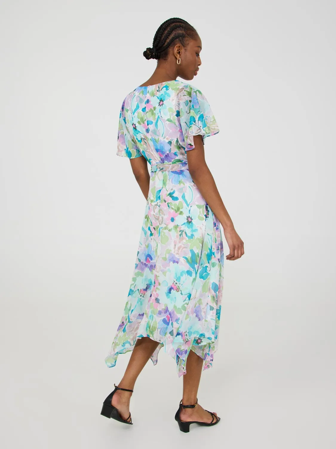 Printed Chiffon Handkerchief Hem Dress fashion match