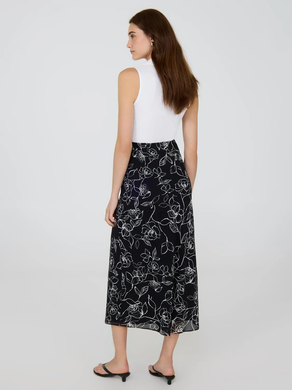 Printed Chiffon Skirt easy elegance
