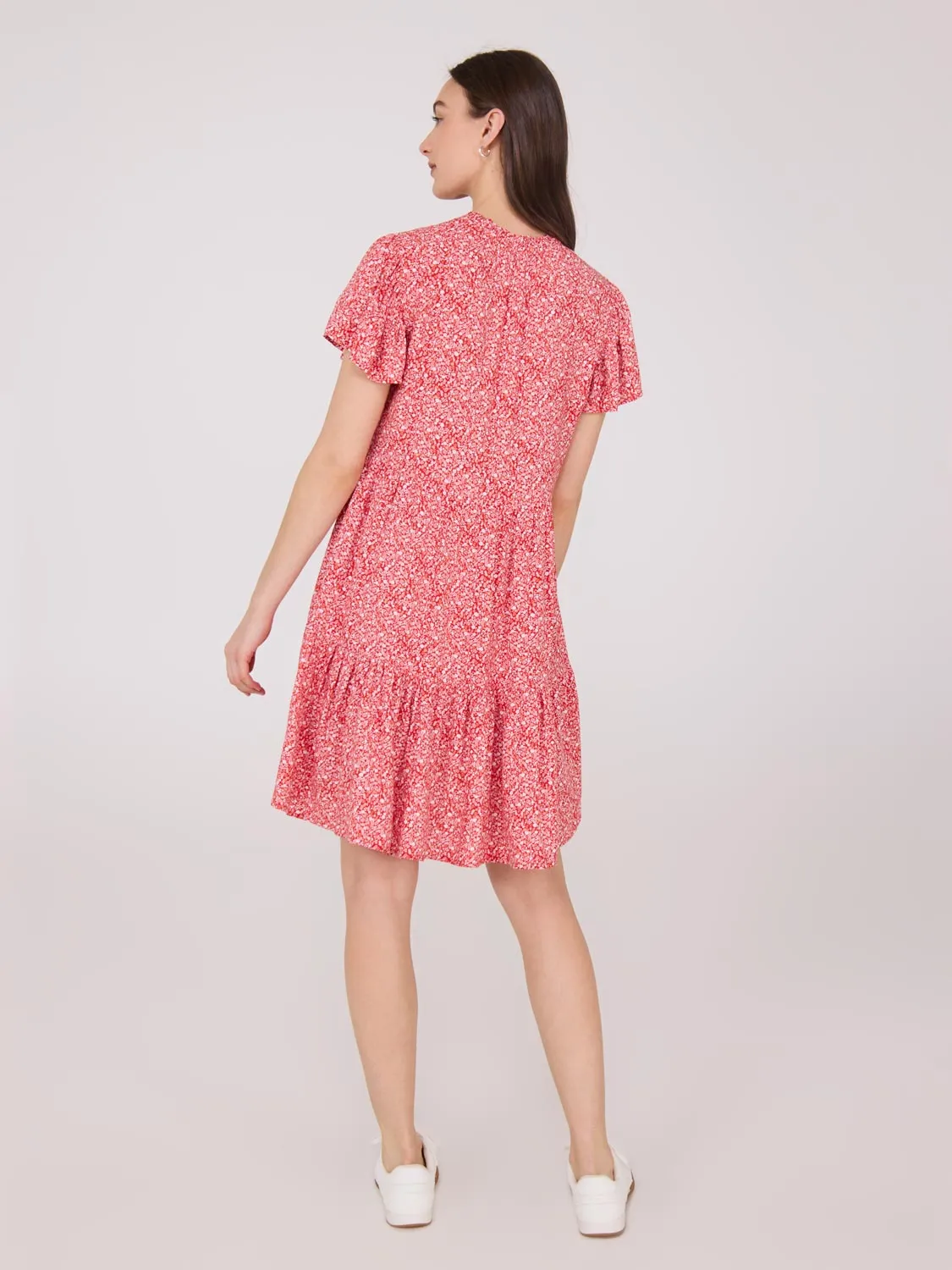 Printed Flutter Sleeve Mini Dress free style