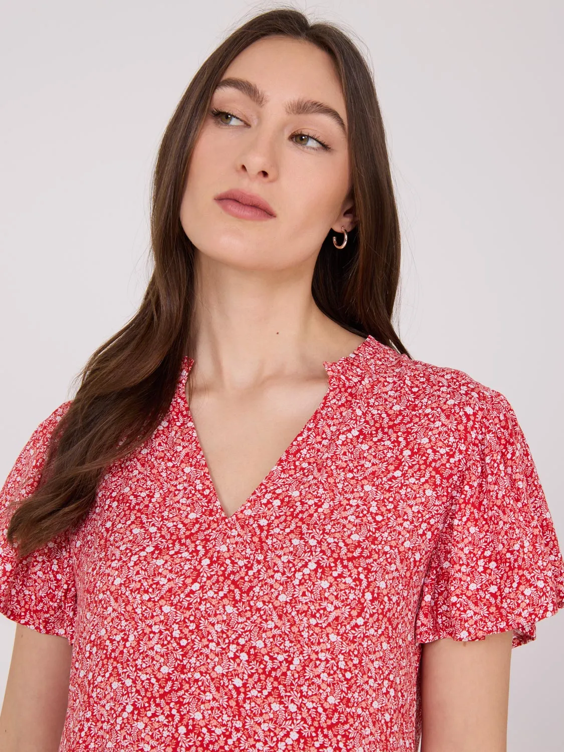 Printed Flutter Sleeve Mini Dress minimal design