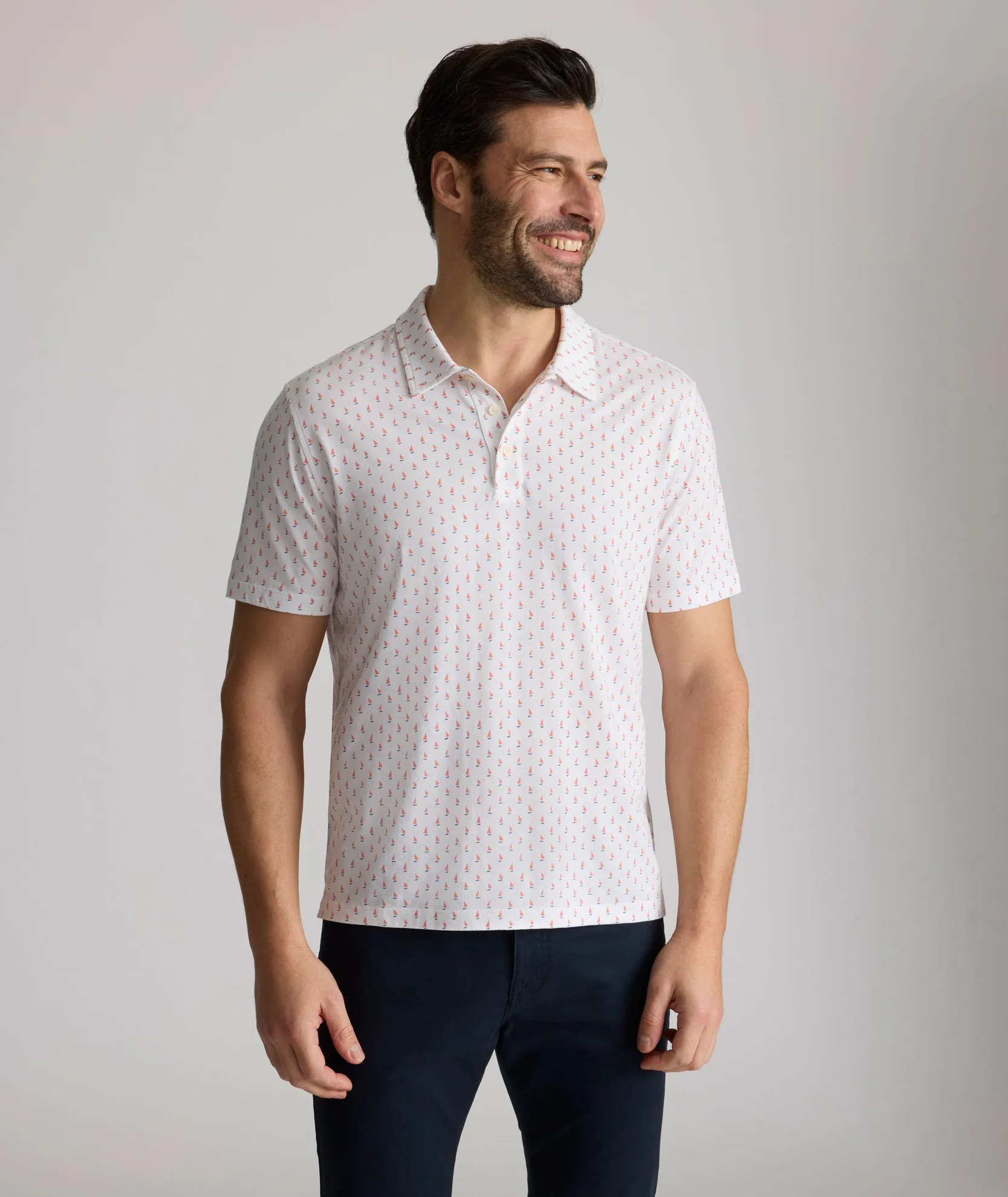 Printed Jersey Performance Polo dinner ready