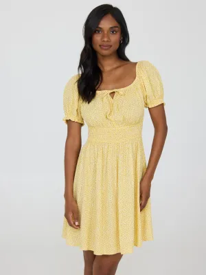 Printed Milkmaid Mini Dress playful cute