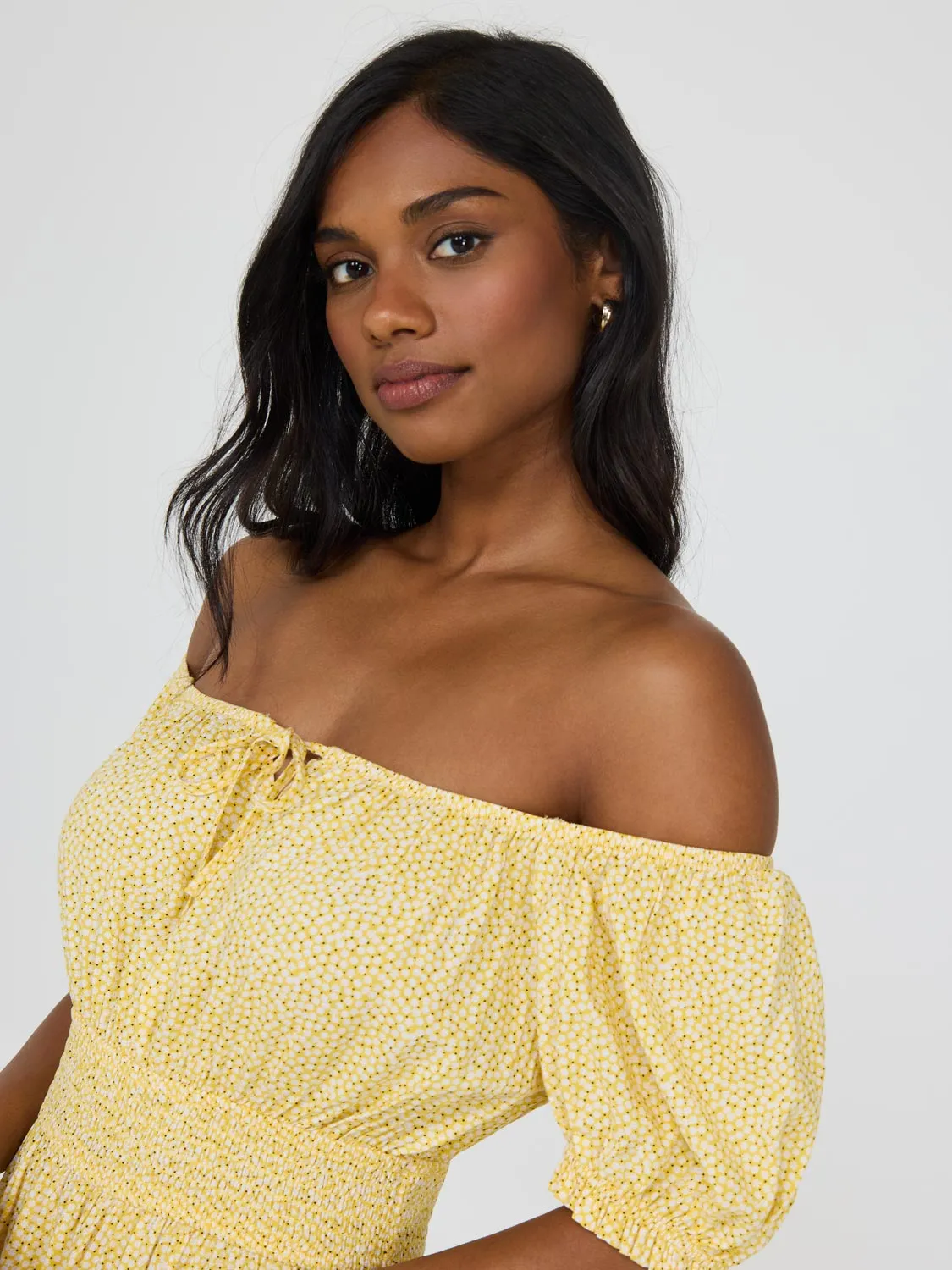 Printed Milkmaid Mini Dress beach stroll
