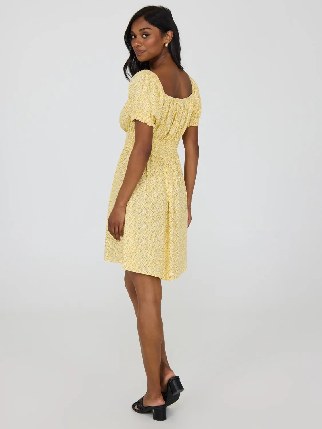 Printed Milkmaid Mini Dress artsy fresh