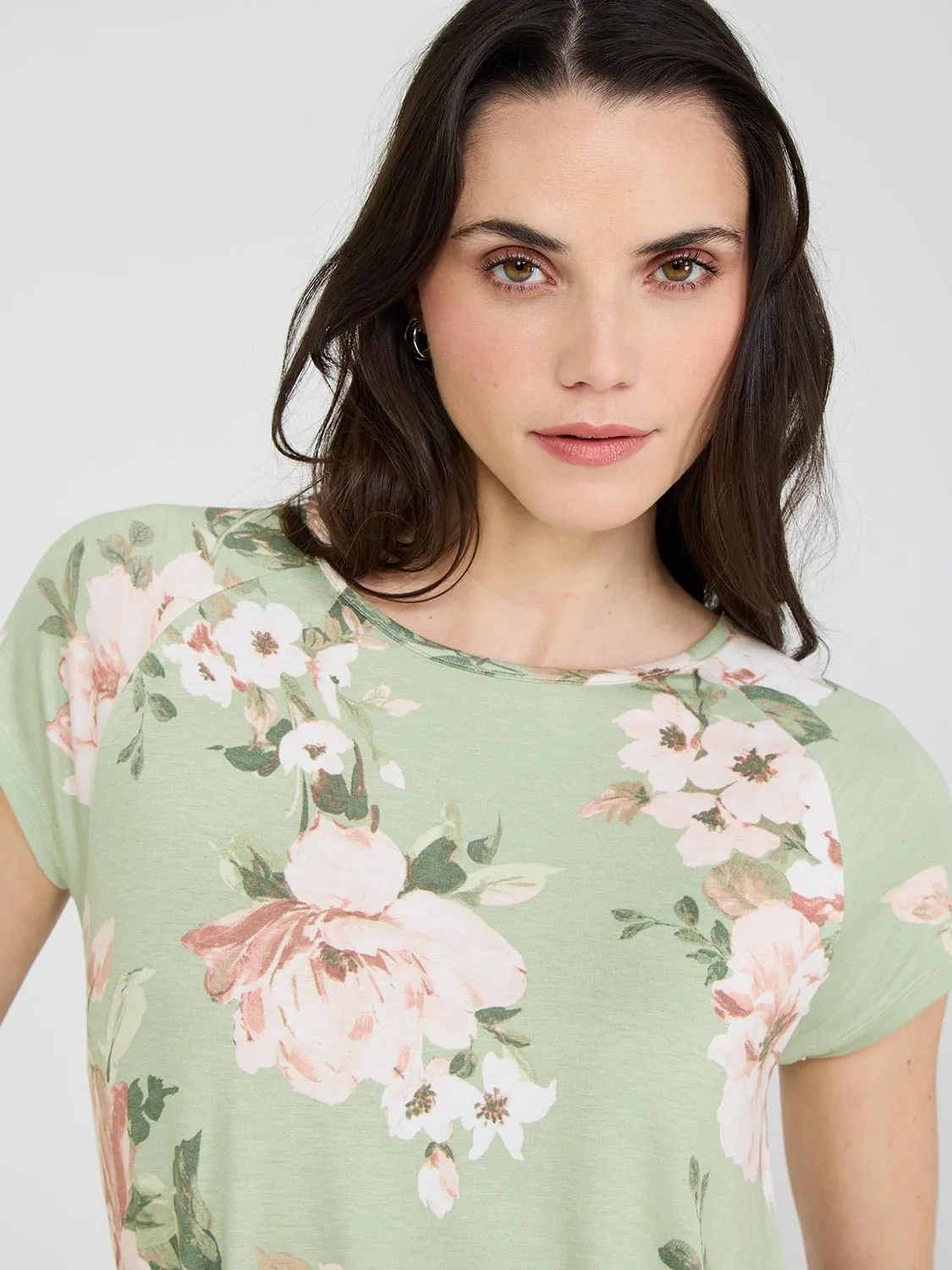 Printed Raglan Sleeve T-Shirt Nature Days