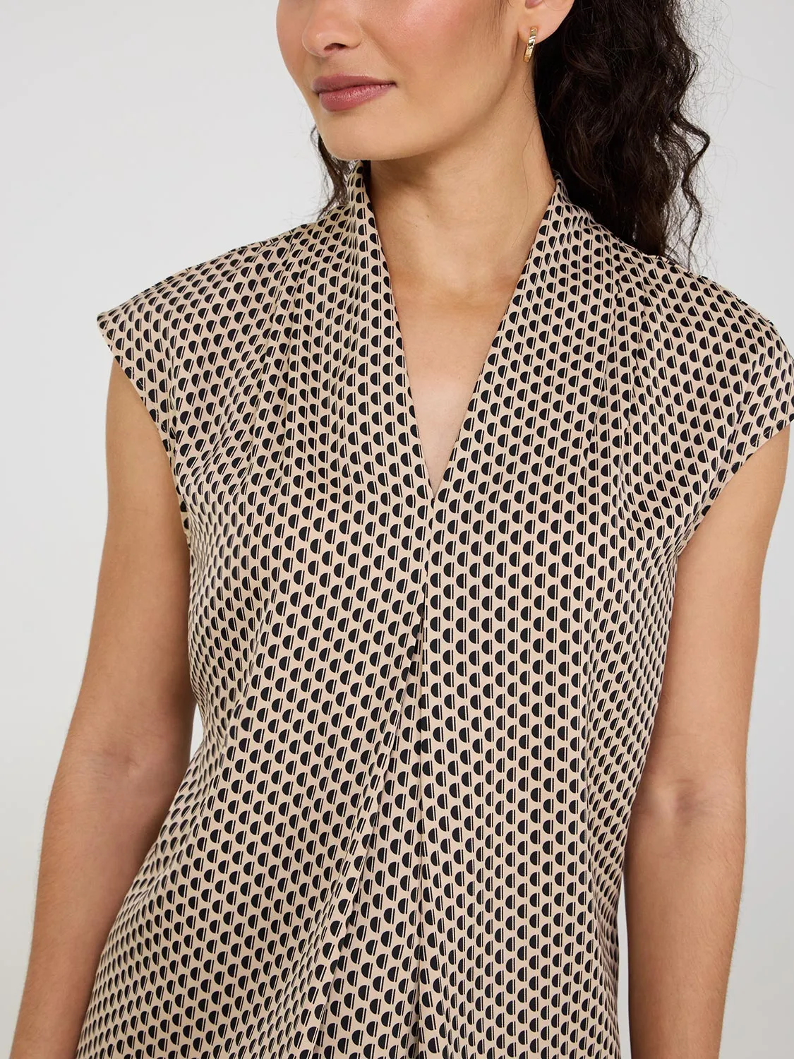 Printed Satin Inverted Pleat Top everyday vibe