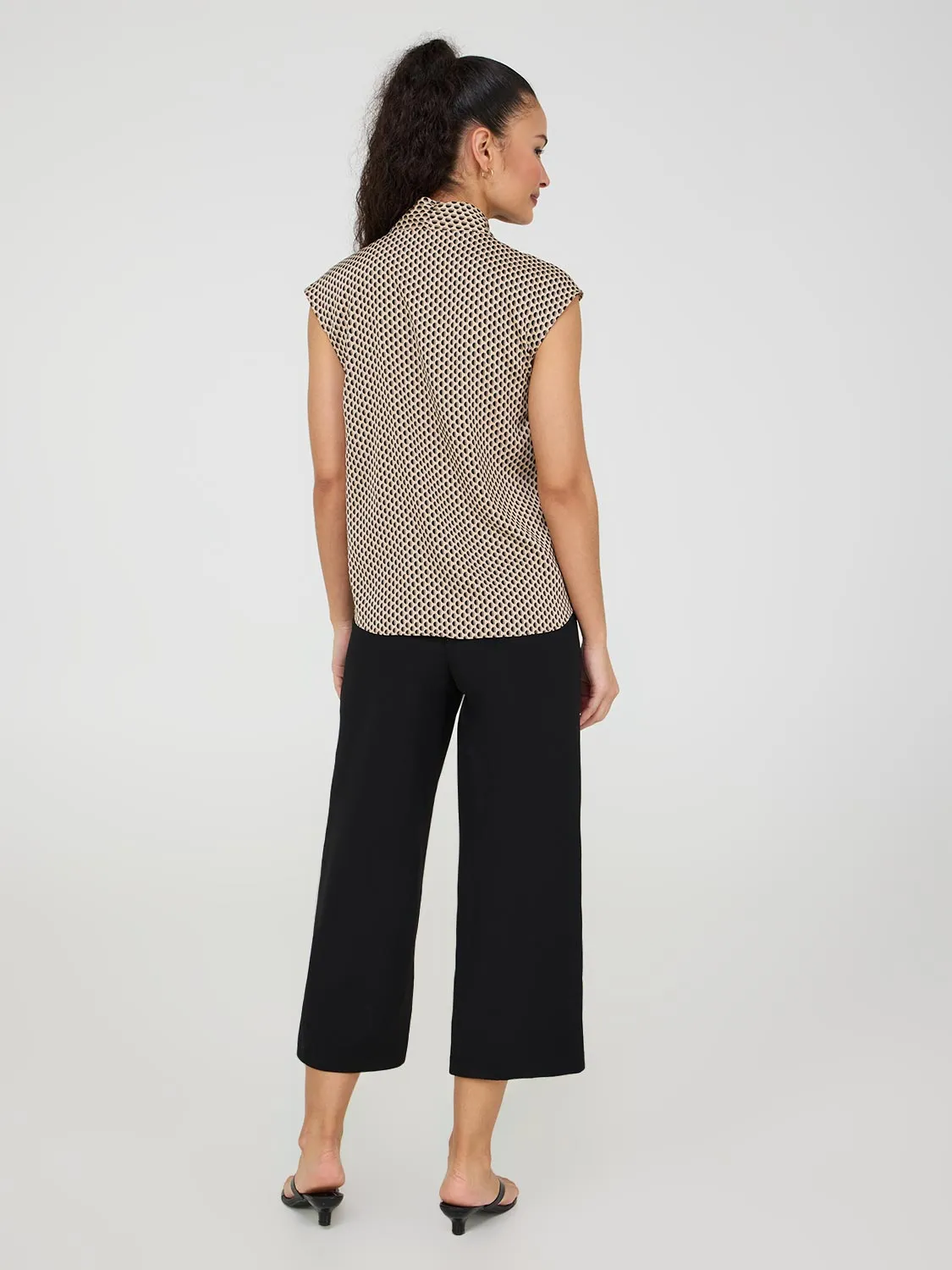 Printed Satin Inverted Pleat Top fitness core