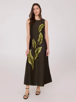 Printed Sleeveless Satin Midi Dress trend alert