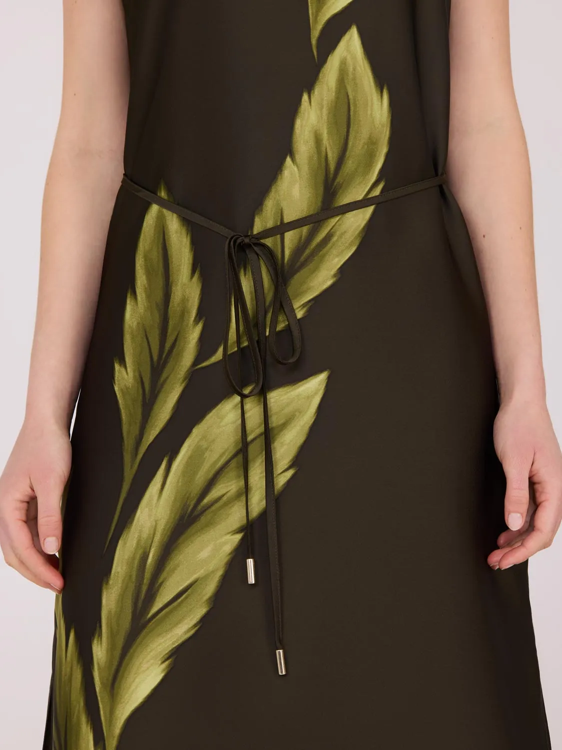 Printed Sleeveless Satin Midi Dress sport casual