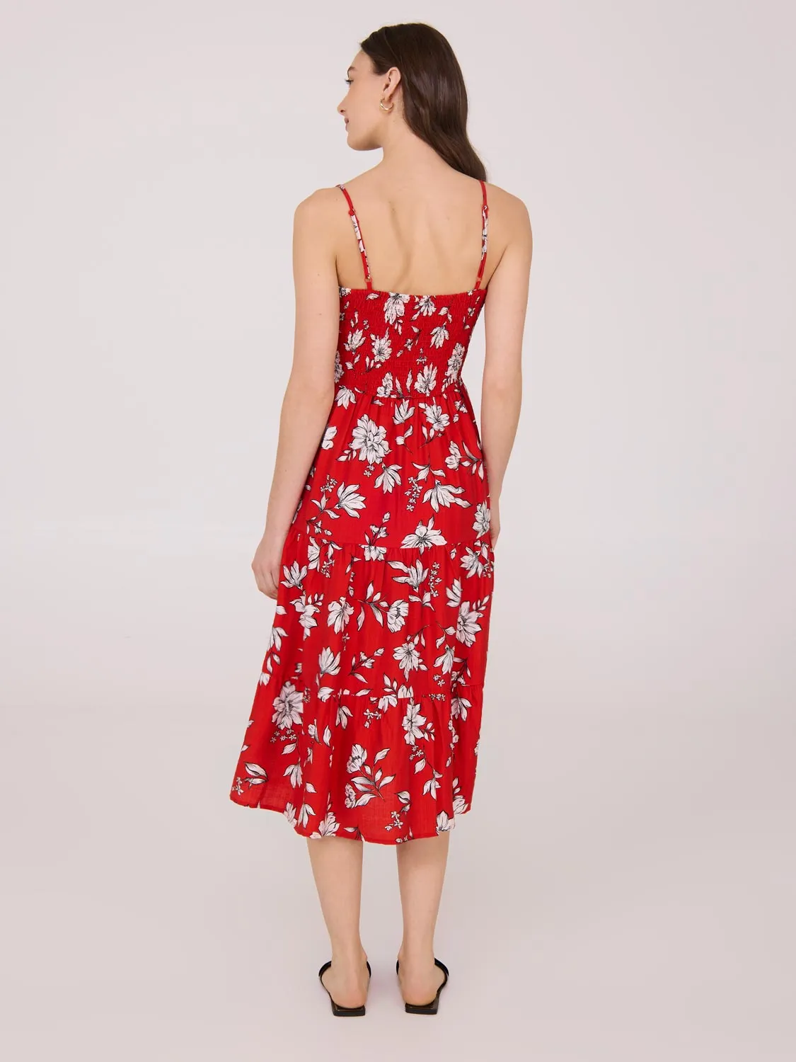 Printed Spaghetti Strap Midi Dress elegant posture