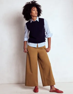 Pull-on Cropped Trousers-Hazelnut Brown monochrome look