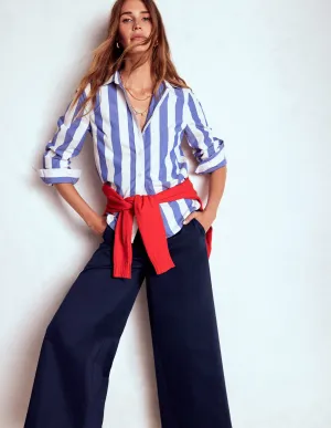 Pull-on Cropped Trousers-Navy gym session