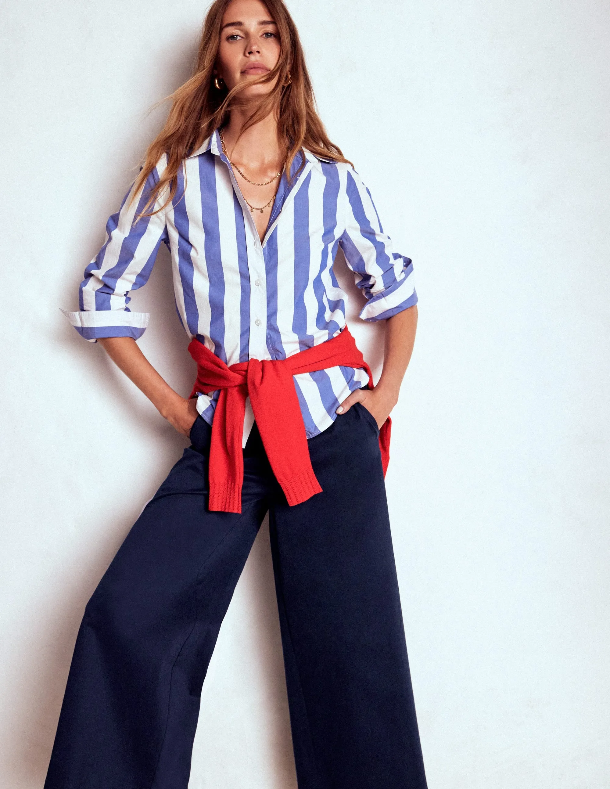 Pull-on Cropped Trousers-Navy gym session