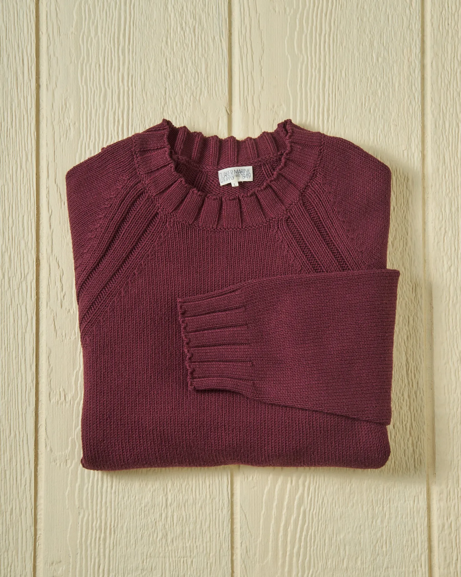 Quaker Crewneck Sweater in Merlot mood layer