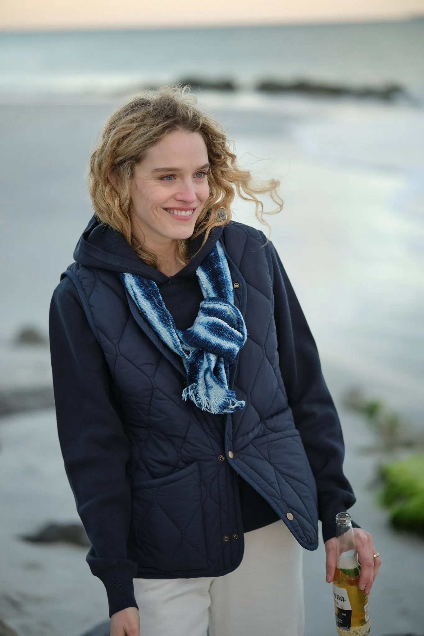 Quilted Vest in Navy rainy day shield