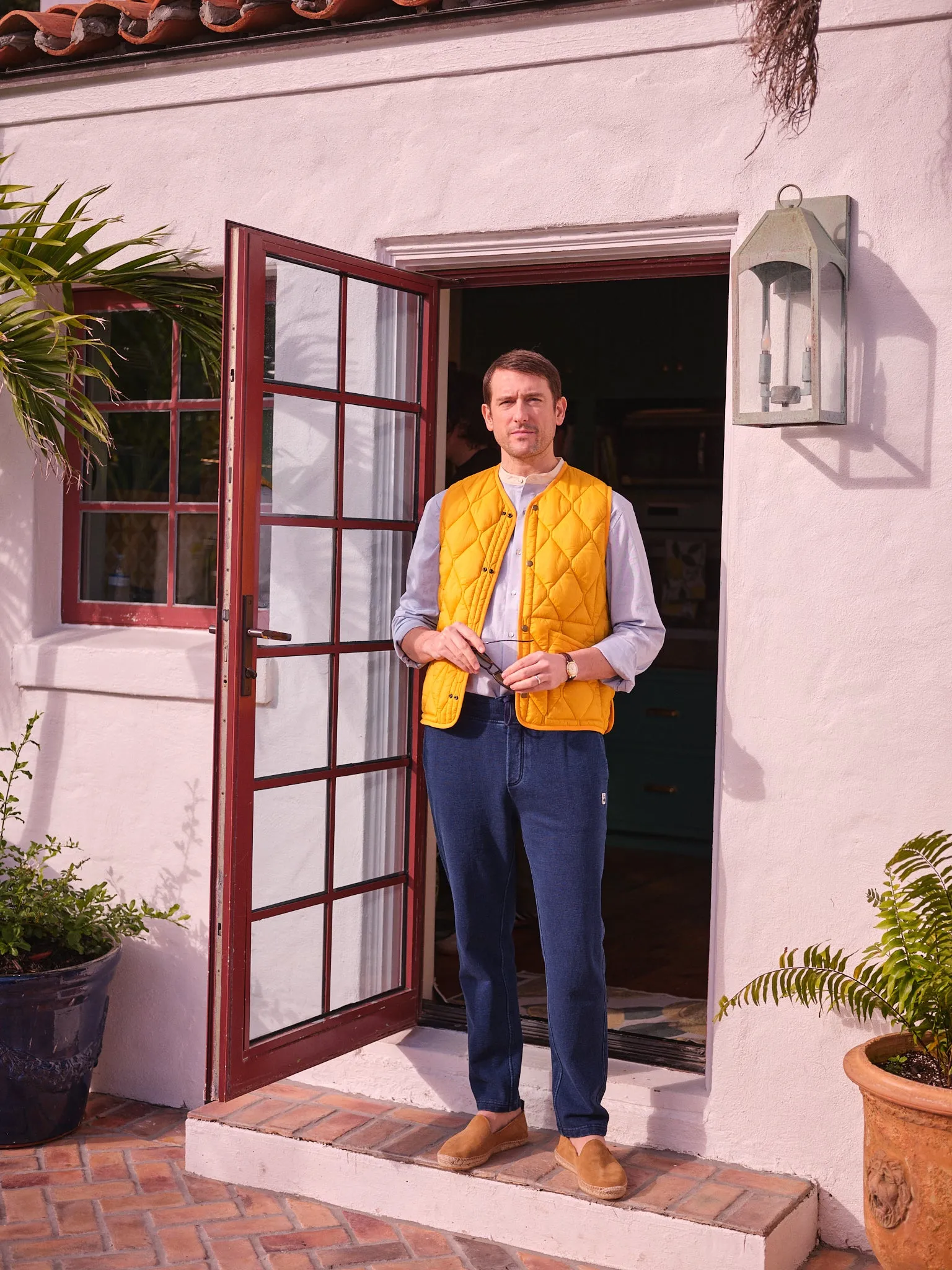 Quilted Vest in Yellow commuter essential