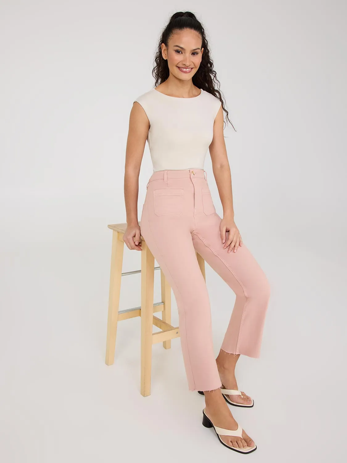 Raw Edge Cropped Straight-Leg Jeans trend culture