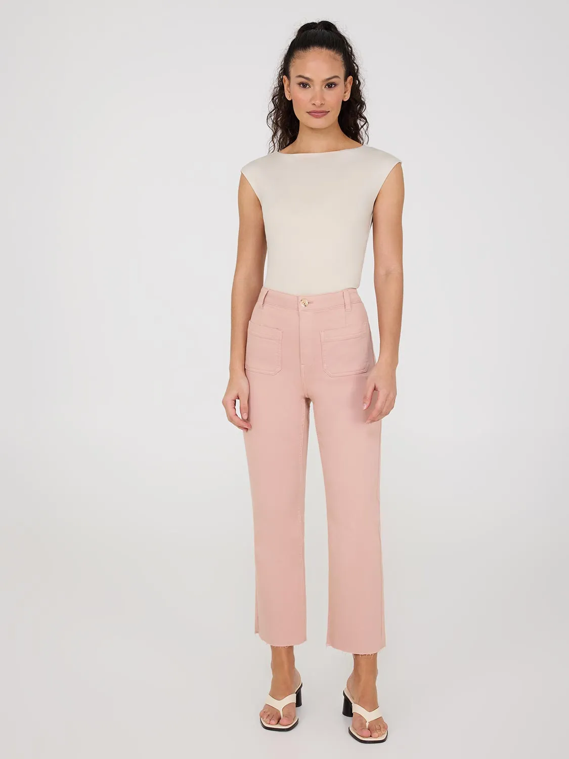 Raw Edge Cropped Straight-Leg Jeans classic slim