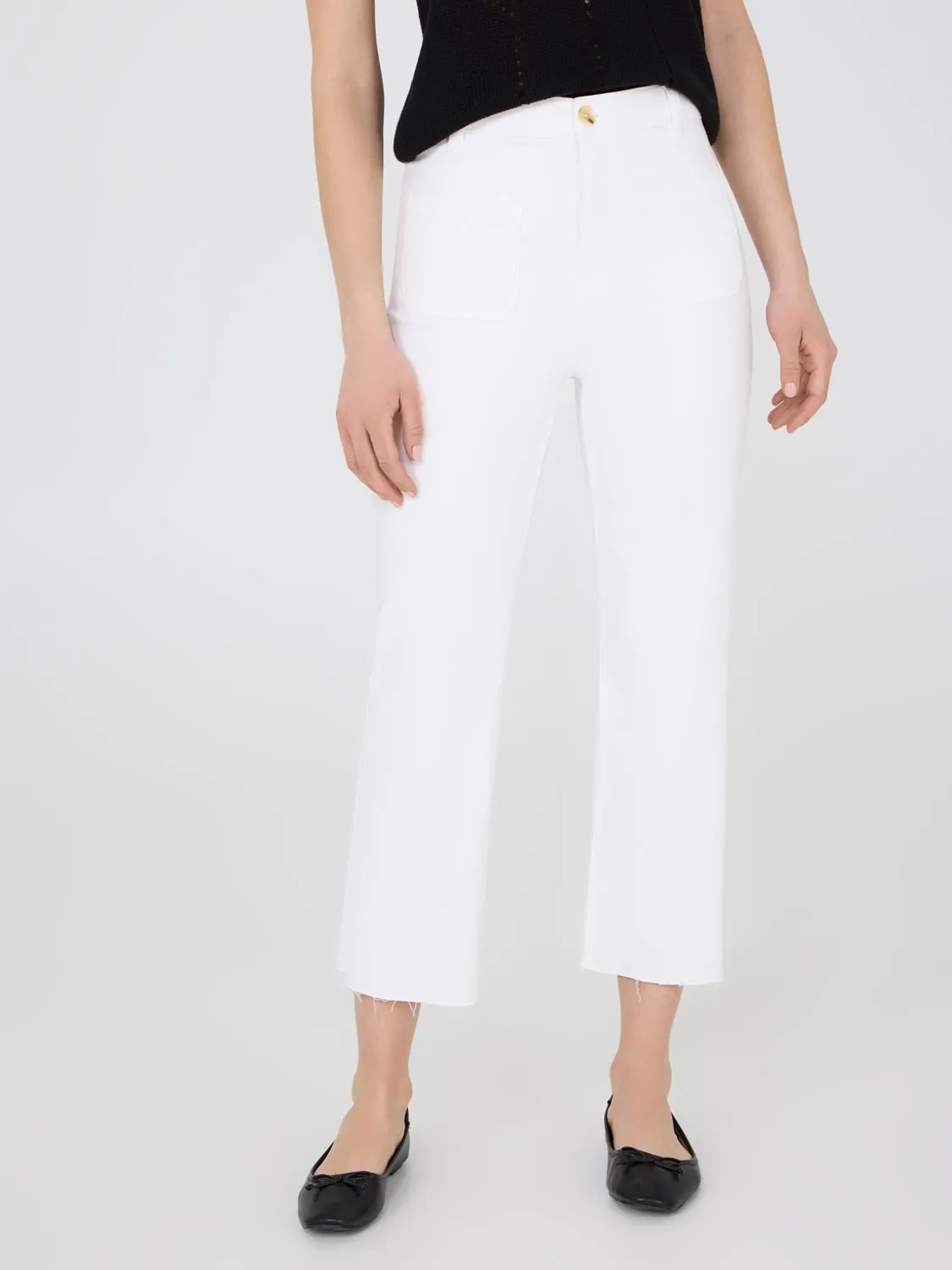 Raw Edge Cropped Straight-Leg Jeans trend leader