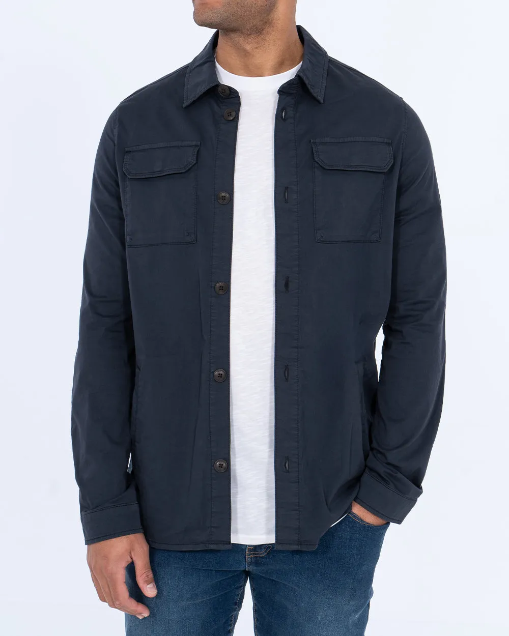 Redpoint Vico Tall Shacket (navy) campus layer vibe