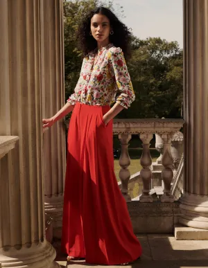 Regent Wide Leg Trousers-Poppy Red minimalist chic