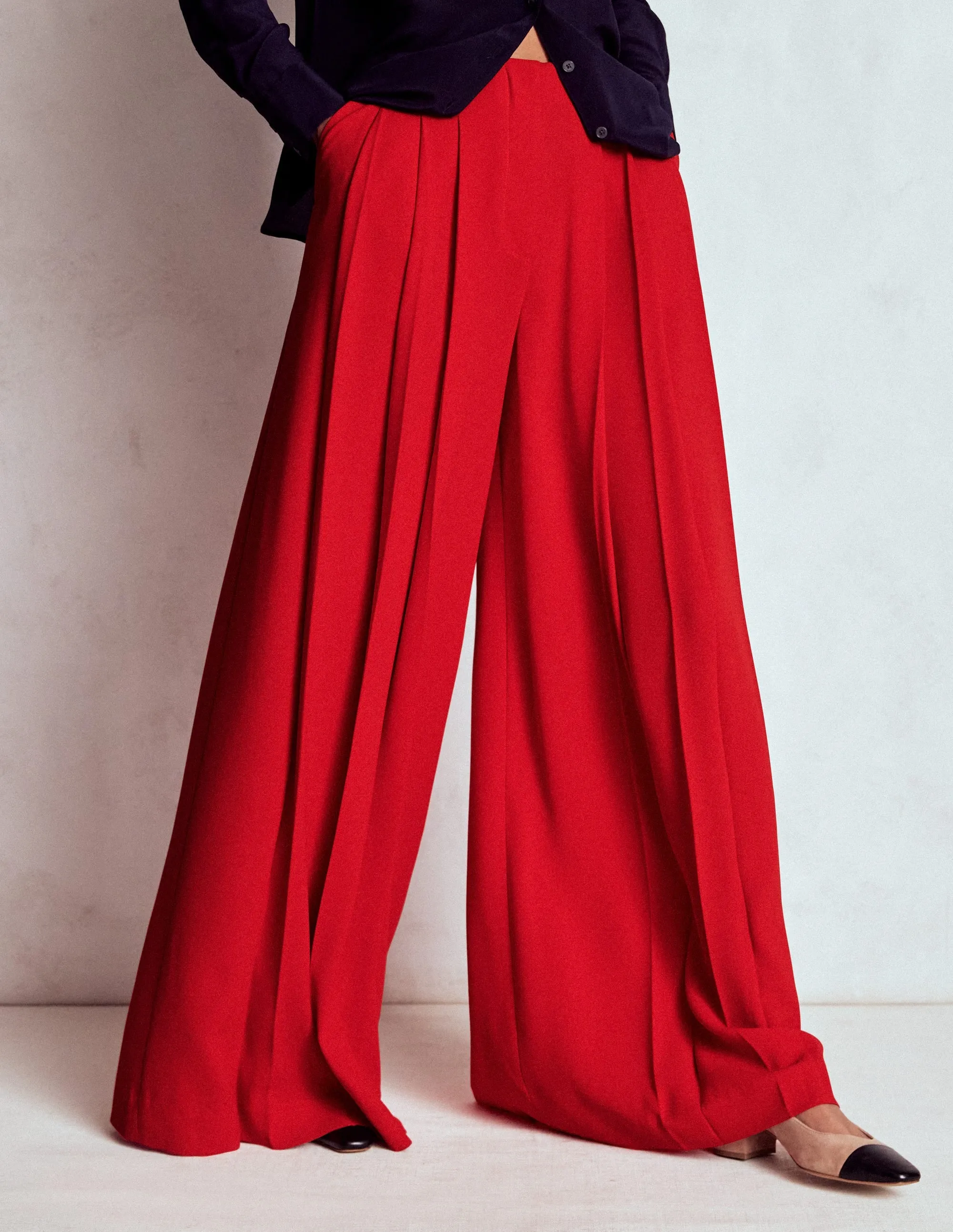 Regent Wide Leg Trousers-Poppy Red durable design