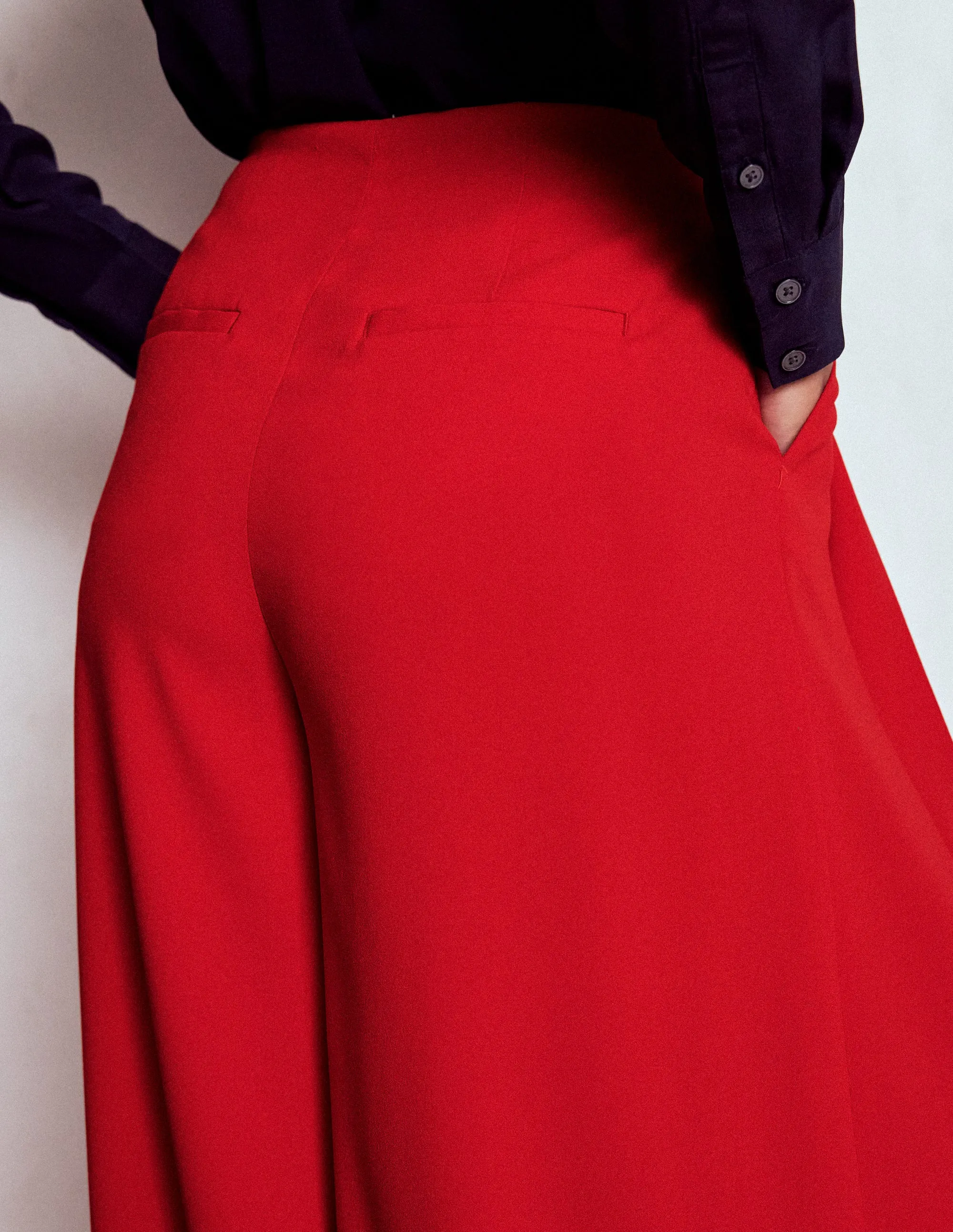 Regent Wide Leg Trousers-Poppy Red sustainable fashion
