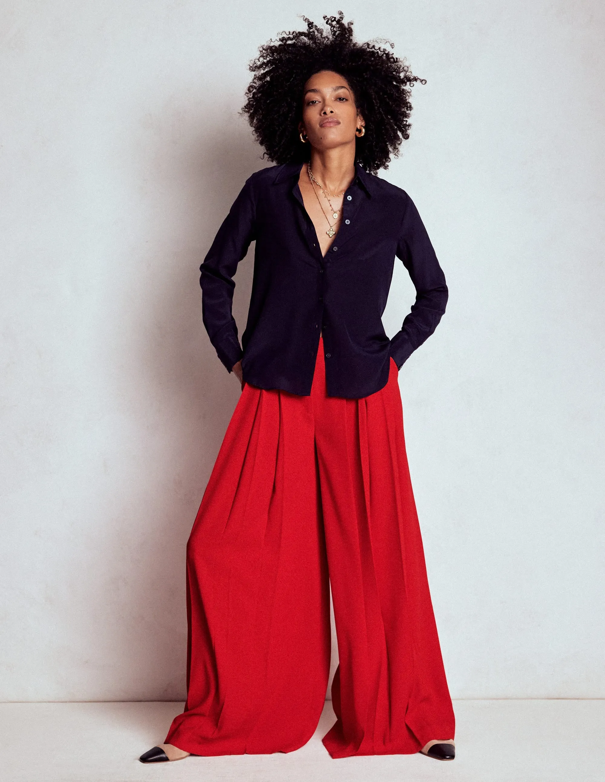 Regent Wide Leg Trousers-Poppy Red urban commuter