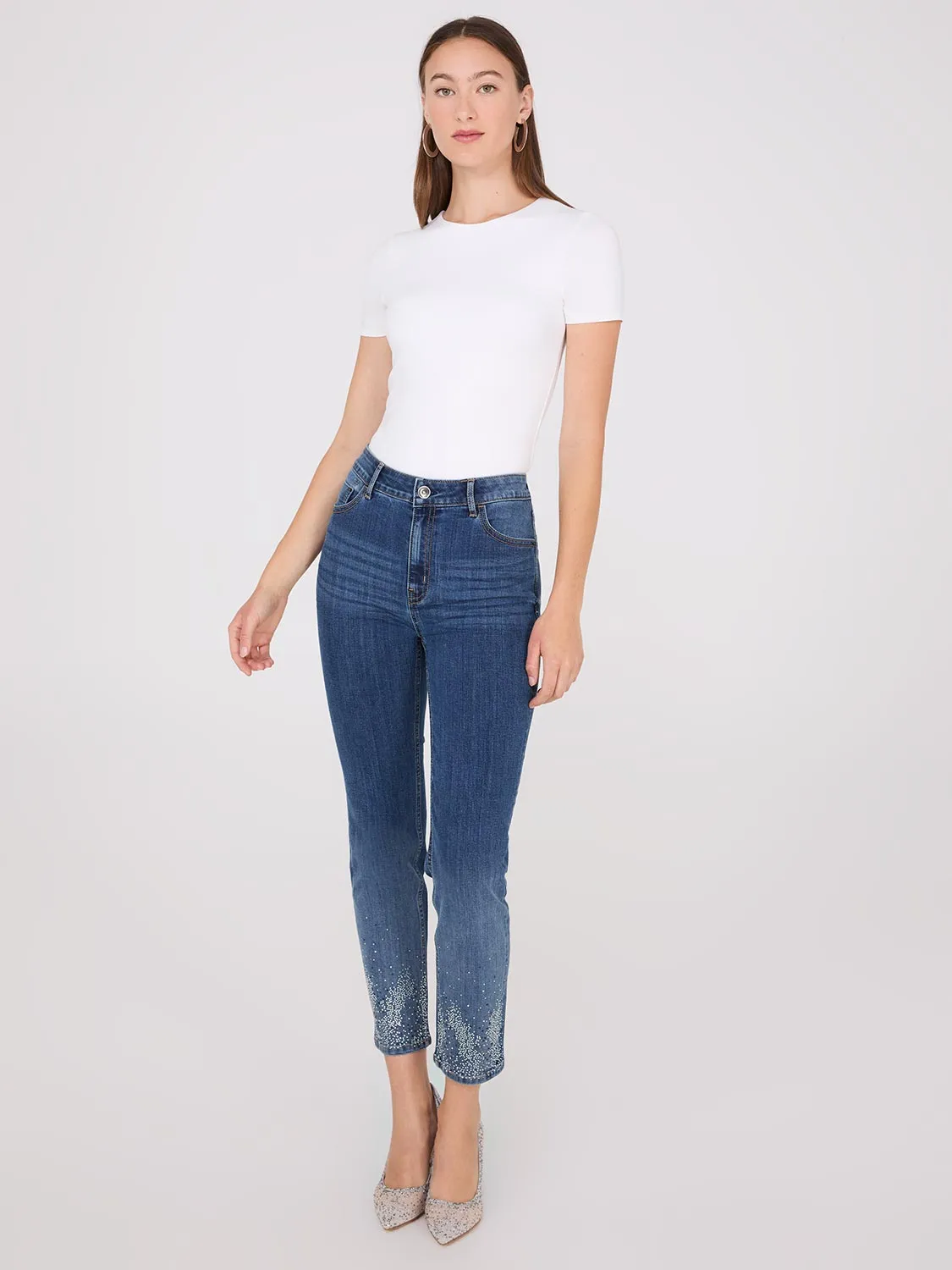 Rhinestone Embellished Slim Leg Jeans durable design